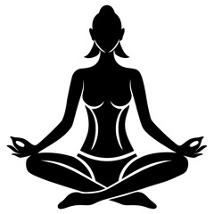 Woman meditating lotus pose black silhouette yoga meditation