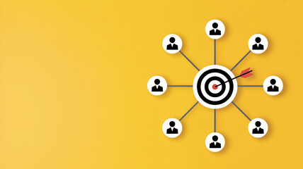 A minimalist business diagram on a solid yellow background.