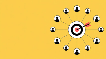 A minimalist business diagram on a solid yellow background.