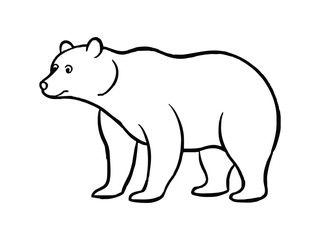 Fototapeta premium Simple black line drawing of a bear standing on a white background isolated on white background 
