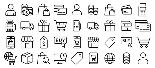 Collection of e commerce and shopping related icons
