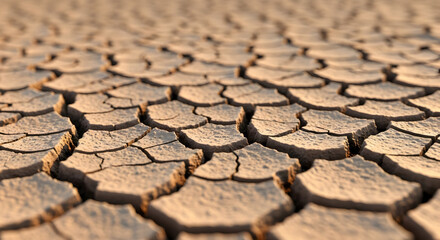 Cracked Earth Texture Shows Arid Landscape with Dry Soil and Drought Conditions