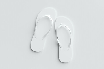 Blank white flip flops on a white cutted background. for Mock-up.