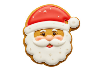 Isolated Smiling Santa Claus Cookie with Red Hat and White Beard