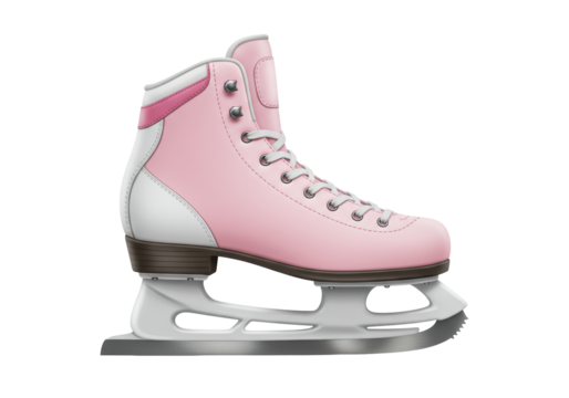 Isolated Elegant Pink Ice Skate with White Accents and Silver Blade