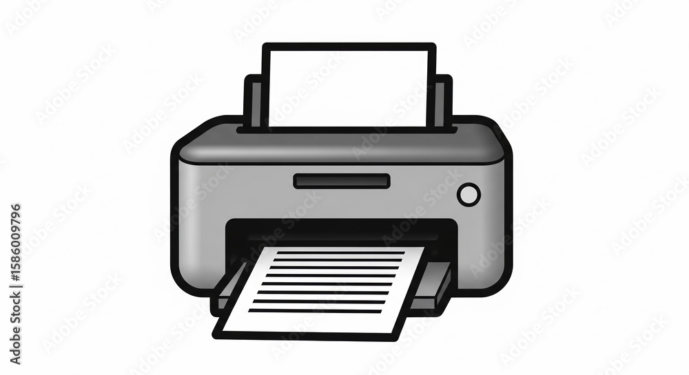 Fototapete a grayscale illustration of a printer, showing paper output and input.