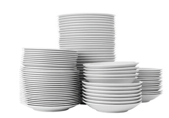 Isolated Stack of White Ceramic Plates