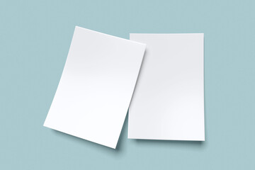 A4 Flyer For Mockup On Blue Background