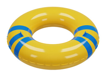 Isolated Yellow Inflatable Ring Pool Float Summer Fun