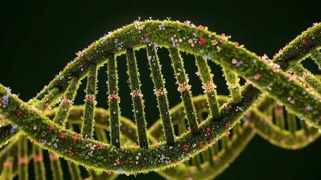 Botanical DNA Helix | Nature and Genetic Engineering Concept Animation - Powered by Adobe
