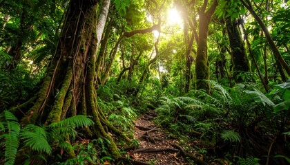 Lush tropical forest path