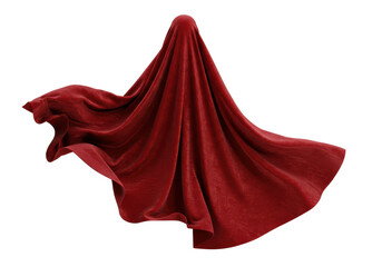 Isolated Flowing Red Velvet Fabric Drape