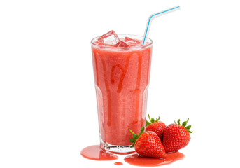 Isolated Refreshing Strawberry Smoothie with Strawberries