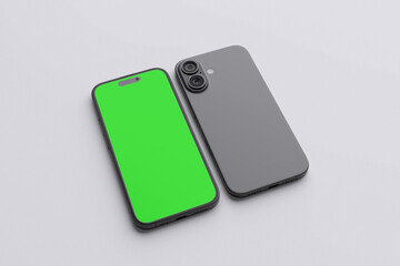 Phone Green Screen For Mockup On White Background