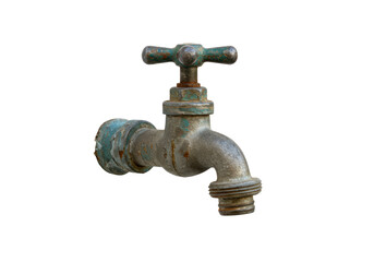 Isolated Weathered and Rusty Outdoor Faucet