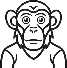 a chimpanzee one line art with transparent background