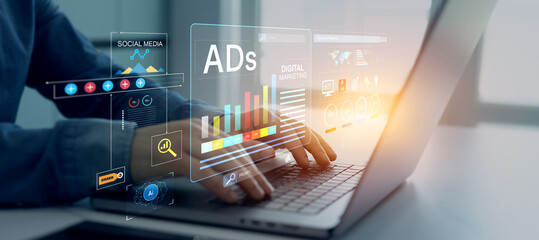 Digital marketing for promotion of products with social media, email, website and channel search...