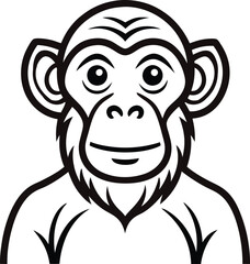 a chimpanzee one line art with transparent background