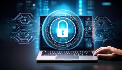 online security concept with a laptop cyber secutity
