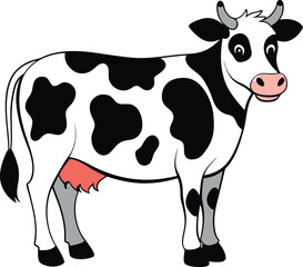 a cow black and white spot with transparent background