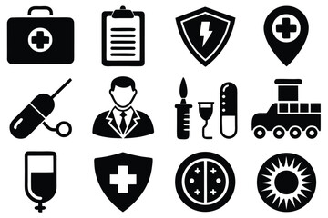 Hospital and Clinic Icon Set for Health Services
