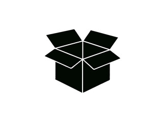 Open cardboard box silhouette isolated on transparent background