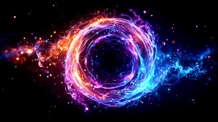 Obraz premium Surreal Glowing Portal Surrounded by Clouds – Generative AI