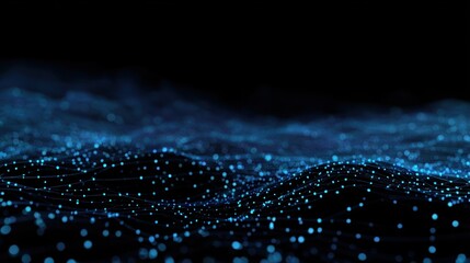 Abstract Blue Particle Wave Background Digital Technology