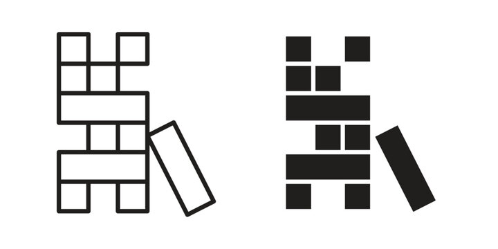 Wooden block icon. linear style sign for mobile concept and web design.