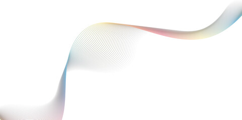 "Abstract colorful wave on white background, smooth flowing gradient lines in pastel tones of blue, red, yellow. Minimal modern design, ideal for banners, backgrounds, or presentation templates"