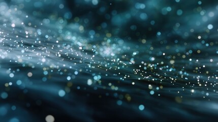 Abstract Dark Blue Glitter Background with Gold Sparkle Wave