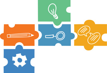 Brainstorming vector illustration for web, social media banner, business presentation, marketing material. Connection, idea generation, communication, project development, collaboration concept.