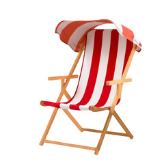 Red and white striped beach chairs isolated on transparent background