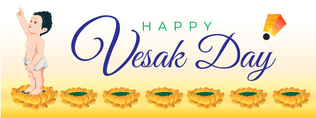 Happy Vesak day buddha vector art with background. The Birthday, Enlightenment and Death of Lord Buddha.