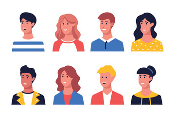 Diverse Portraits: A collection of diverse faces, each portrait embodying unique expressions and personalities. A vibrant illustration for representation and character design.