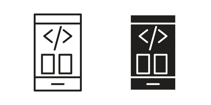 Mobile apps development icon. linear style sign for mobile concept and web design.