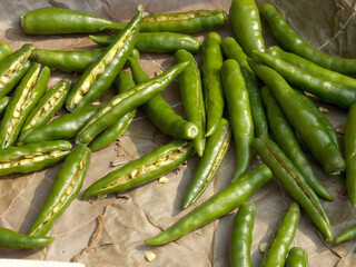 Freshly Cut Green Chili Peppers Ready for Use