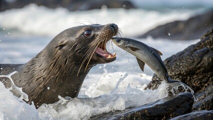 Naklejka premium Sea lions, sharp and realistic, Photo