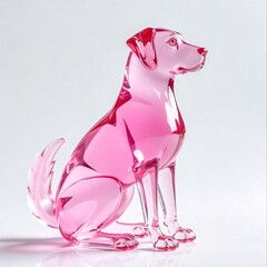 a pink crystal dog on a white background