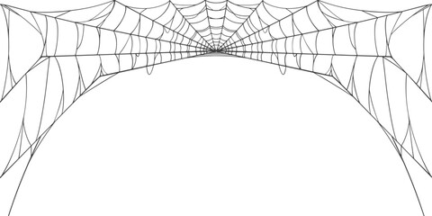 Halloween Cobweb frame border, spider web Vector Isolated on Transparent Background. Vector eps