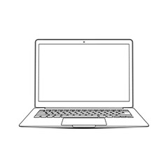 Laptop with blank screen, isolated on transparent or white background, vector illustration.