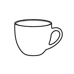 Empty cup of coffee outline isolated on transparent or white background, vector illustration.