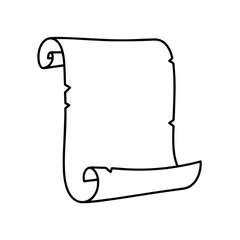 Blank scroll paper isolated on transparent or white background, vector illustration.