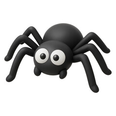 3D illustration of spider with legs spread with transparent background