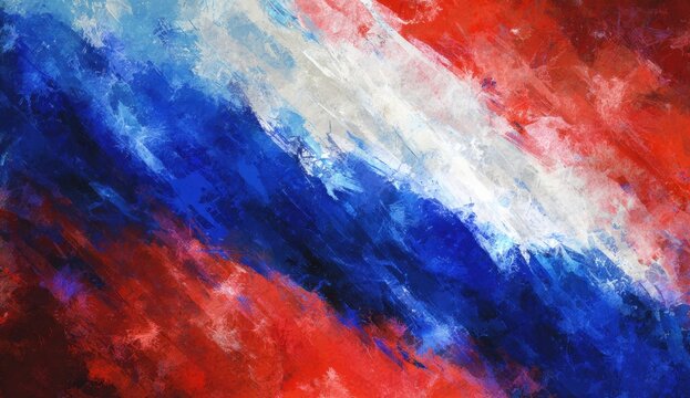 Red, white, and blue flag of the USA, in the style of digital art with brush strokes, against a red, white, and blue background Generative AI