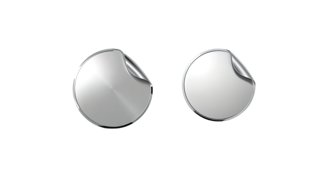 Peeling silver round sticker on transparent background png
