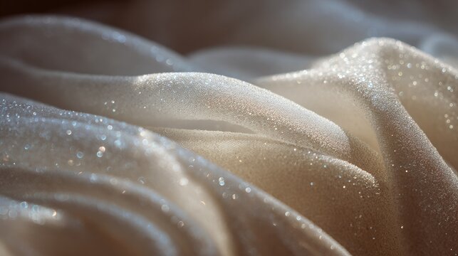 Close-up of shimmering, draped fabric
