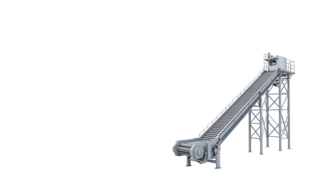 Industrial/logistics conveyor on transparent background png