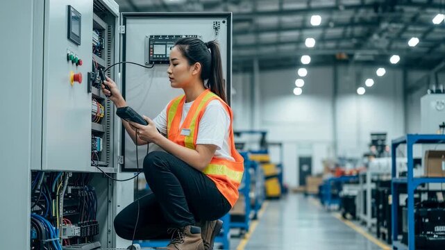 Handson electrical system inspection in manufacturing facility.