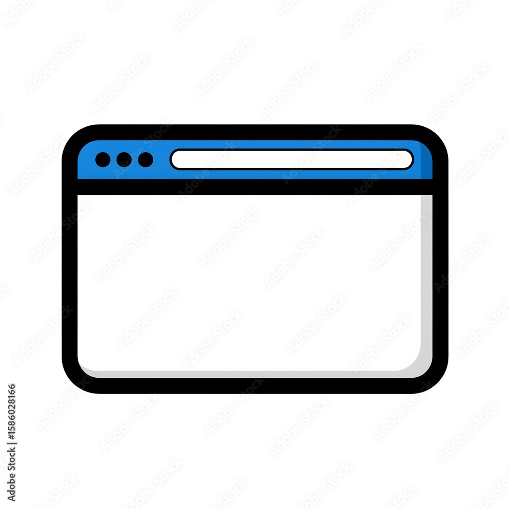 Poster blue browser window icon simple webpage interface design isolated on a transparent background